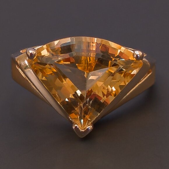 Late ’70s 14K Gold Fancy-Cut Citrine Statement Ring (4.72 g), Size 7.75 - Picture 10 of 15